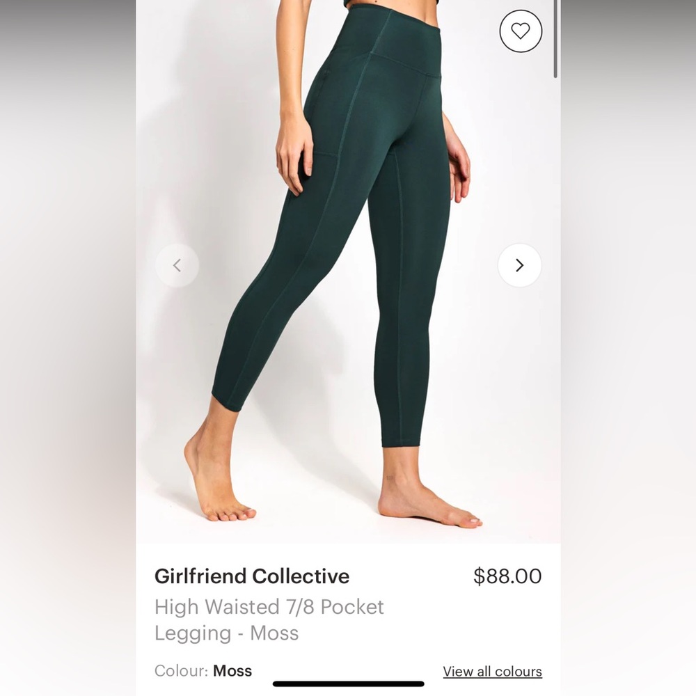 Girlfriend Collective High Waisted 7/8 Pocket Legging - Moss